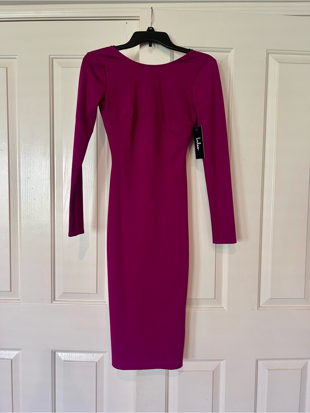 Lulu's Long Sleeve Magenta Bodycon Midi Dress